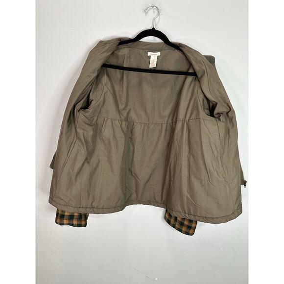 Sundance Women’s Plaid Checkered Embroidered Floral Army Green Full Zip Jacket L - Picture 4 of 6